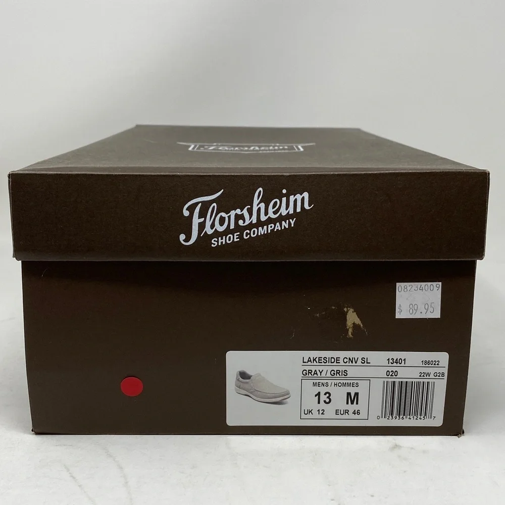 Florsheim Lakeside Canvas Moc Toe Slip-On Men’s Gray Shoes NIB